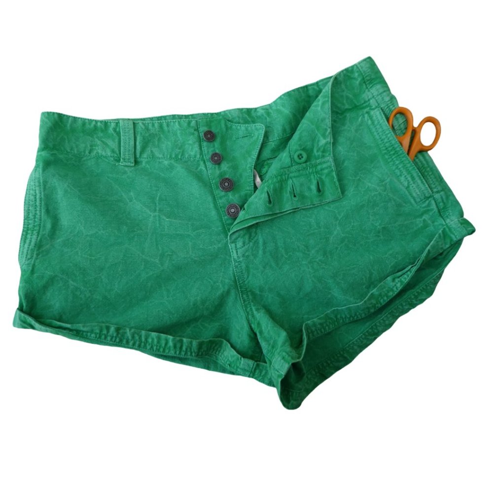 Free People Point Dume Slouchy Green Chino Shorts Button Fly Pockets India 4